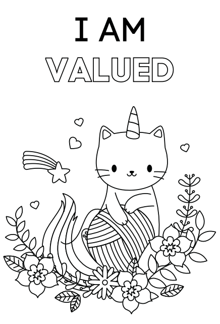 i am valued- positive affirmation coloring book