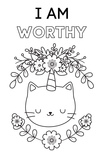 i am worthy - positive affirmation coloring book